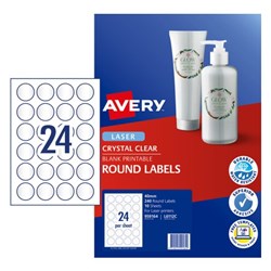 Avery Round Laser Ijet Labels 24 Sht 40mm Diam Clear